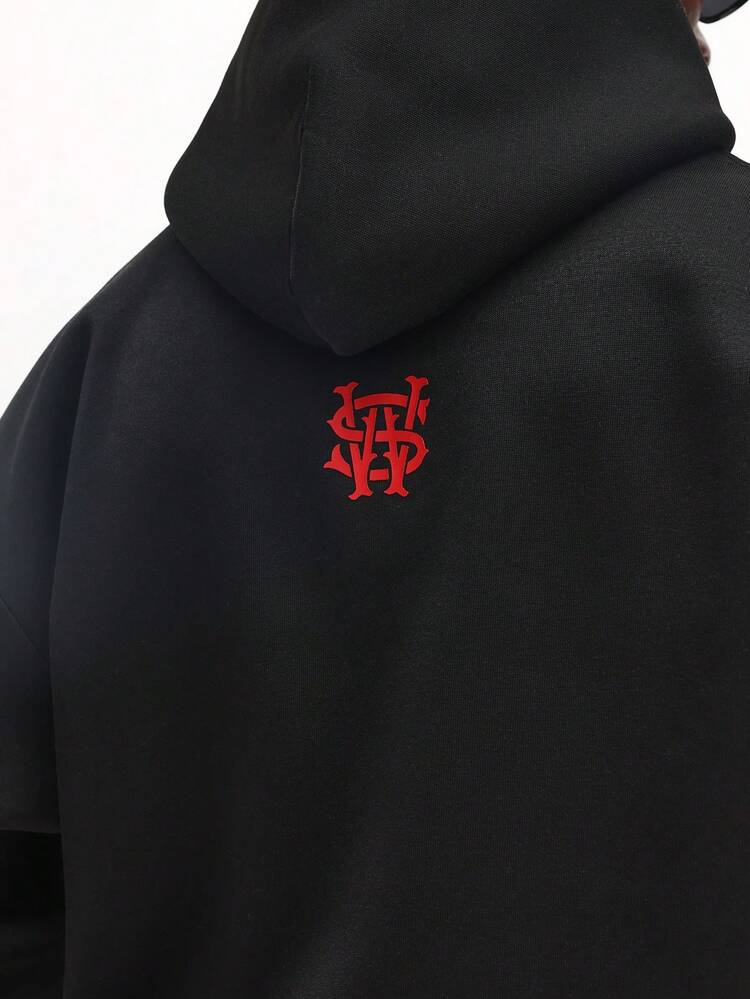 Felpa con cappuccio con testo Gothic Flame e coulisse