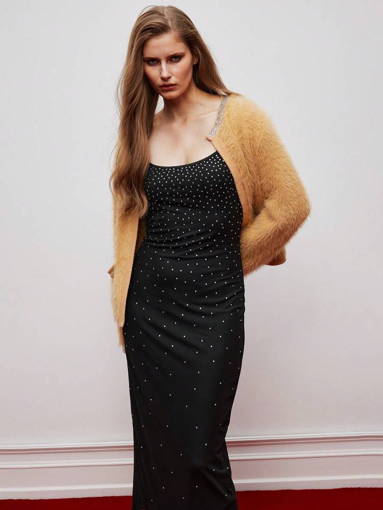 SHEIN Maija 여성용 민소매 백리스 스플릿 드레스, 패션 여름