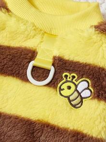 PETSIN 秋冬天鹅绒宠物背心 - 带牵引扣的保暖狗猫服装，舒适的泰迪熊和小动物室内服装，休闲宠物服装 - 黑色 - 查看 7