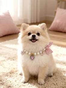 PETSIN 1 件装宠物爱心仿珍珠项链；颈围可调节；领结吊坠；心形吊坠；宠物配饰；宠物用品 - 彩色 - 查看 10