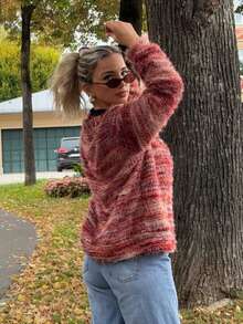 Jeta Ari Oversized Textured Cardigan Spring Casual Y2k 90's Stripe Oversized Airport Fall Back To School Autumn Winter Everyday Office Christmas - Multicolor - View 5