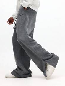 SUMWON Heathered Wide Leg Sweatpants With Drawstring Waist Casual Comfort Lounge