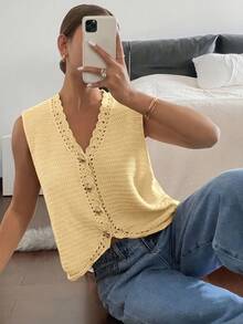 Siren Gaze Women Plain Knit Pullover, Fashion Suitable For Summer In Fall/Winter Spring Casual - Mustard Yellow - View 4