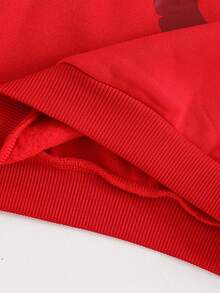 Cozy Pixies 男婴卡通狮子图案 3D 耳朵圆领插肩袖套头衫 - 紅色 - 查看 5