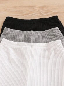 Baby Girl Solid Color Ribbed Ruffle Hem Casual Pants Chic Outfits For Autumn/Winter Fall - Multicolor - View 4