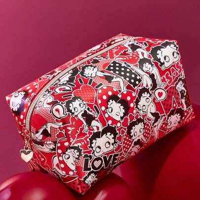 Betty Boop x SHEIN 1 Large-Capacity Cosmetic Bag, Multi-Purpose Storage Bag, Small Item Storage Bag, Travel Storage Bag, Digital Storage Bag, Suitable For Daily Carrying Of Small Items, Travel, Office Use, Makeup, Or Study, Specially Designed For Women And Students, Playful, Sexy, Loving, Loving,Gift Ideas,Party,Holiday,Valentine's Day