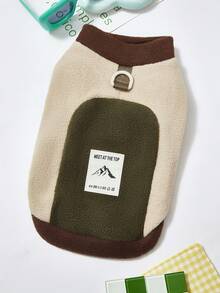 PETSIN 圣诞天鹅绒宠物狗和猫连帽衫 - 超温暖毛绒羊毛秋冬运动衫背心，配有安全牵引扣，适合小型犬、小猫、泰迪犬品种的节日外套，适合室内休闲和户外散步 - 米色 - 查看 1