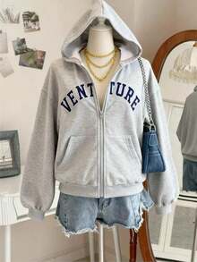 Sweetra Young Casual Loose Fit Regular Sweatshirt Jacket For Teen Girl Back To School Sweatshirt