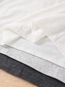 SHEIN 3 件套青少年男孩休闲徽标和标语印花圆领长袖 T 恤，经典简约百搭百搭，适合圣诞节、居家、通勤、学校、日常休闲、度假、户外、派对、秋冬 - 彩色 - 查看 6