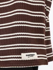 SUMWON 常规版型长袖纹理横条纹针织 Polo 衫尖领休闲日常百搭男装 - 咖啡棕 - 查看 7