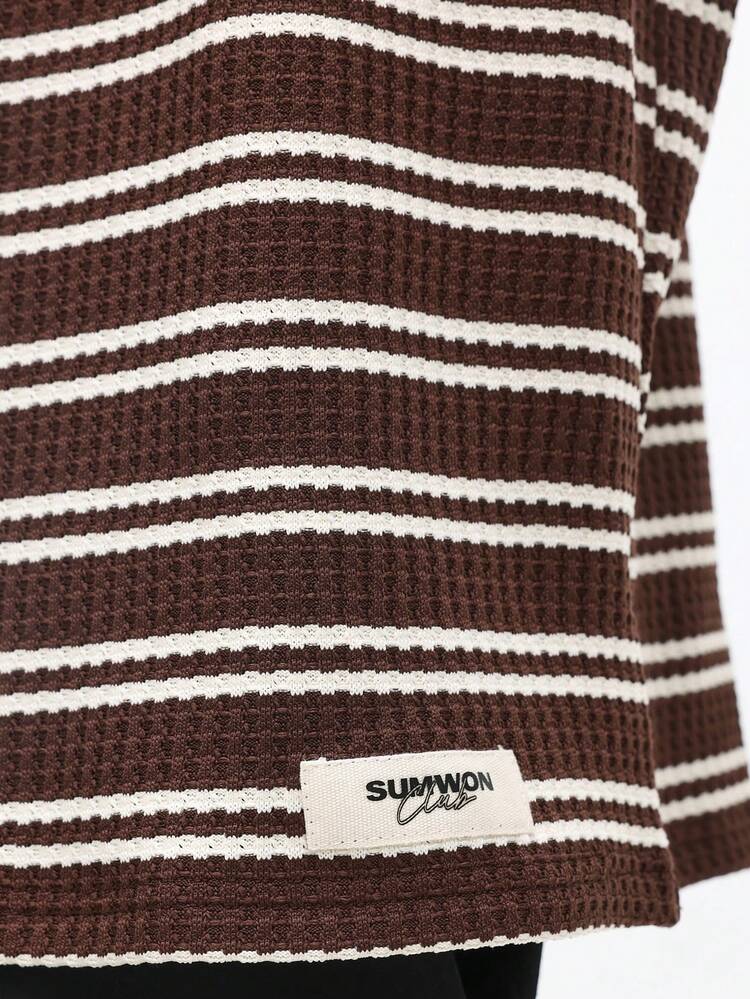 Koszulka polo z długim rękawem i poziomym paskiem