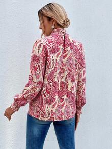 EMERY ROSE Women's Fashion Casual Paisley Print Turndown Collar Cuff Shirt - Multicolor - View 2