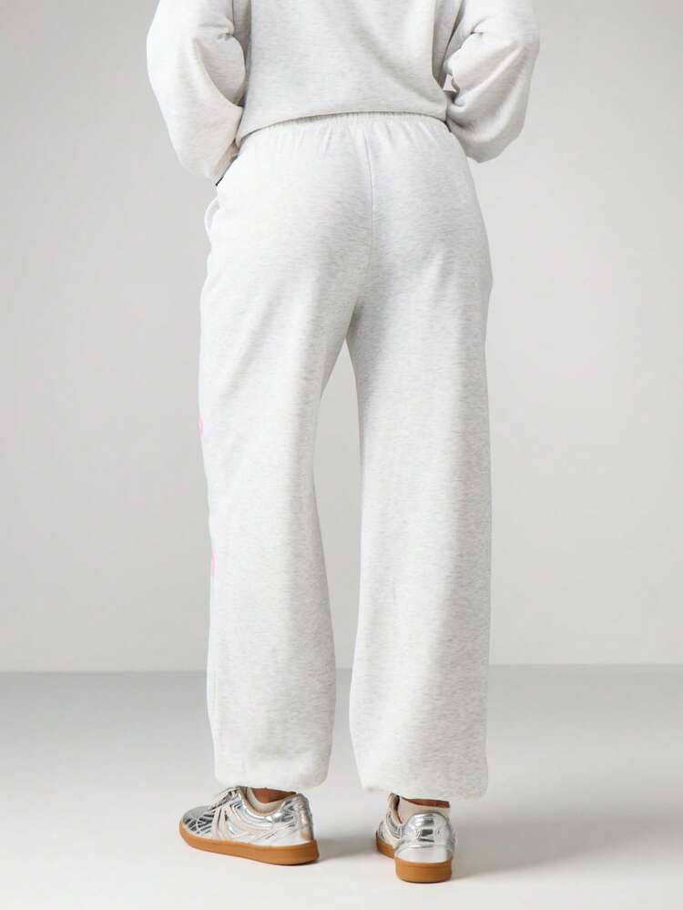 Missguided x Playboy Oversized Graphic Joggers With Script Print Casual Sweatpants For Loungewear Comfort