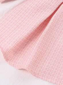 SHEIN Genkimix Kids 2 pièces Ensemble robe sans manches et veste courte en tweed style classique avec dentelle et nœud pour bébé fille. Convient pour les fêtes, Noël, Nouvel An, anniversaire - Rose pâle - Voir 6