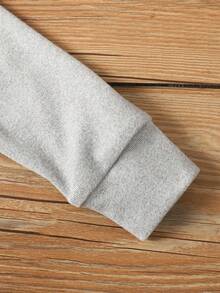 SHEIN 2件套少女休闲柔软保暖圆领长袖上衣和打底裤睡衣套装，浅灰色 - 淺灰色 - 查看 5