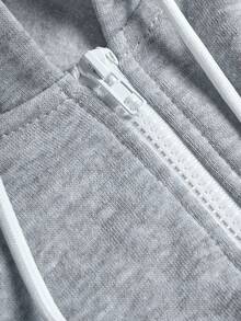 PAVTROS Manfinity Streetrush 2pcs Men's Hooded Sweatshirt And Drawstring Pants Set , Men Two Pieces Set , Men Jogger Set , Men Grey And White Set , Men Tracksuit , Fall Clothes - Brown - View 8