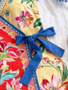 Soleia Váy quấn mini họa tiết lá cọ dừa nhiệt đới dành cho nữ - Nhiều màu - Xem 4