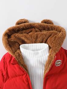 Cozy Pixies Áo khoác lót lông nhân tạo dệt thường ngày cho bé gái sơ sinh/trẻ mới biết đi - Đỏ - Xem 4