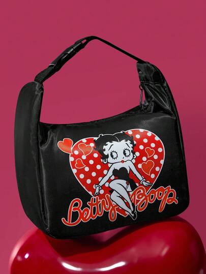 Betty Boop x SHEIN 1 Bolsa térmica de almuerzo con impresión de personaje de dibujos animados, puede mantener la comida caliente o fría, bolsa de picnic, gran capacidad, puede contener cajas de almuerzo y bebidas o frutas, adecuada para picnics, campamentos, viajes, uso familiar, adecuada para familias, estudiantes, juguetona, sexy, linda, ideas de regalo, fiesta, vacaciones, Día de San Valentín