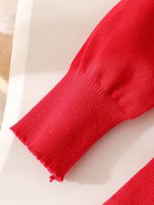 Souflis Souflis Baby Girls Sweater Co-Ords Set, Cute 3D Bow Ruffle Trim Knit Sweater & Skirt 2 Piece Outfit, Loose Casual Elegant Knitted Cardigan + Half Skirt, Long Sleeve Sweater Set, Suitable For Daily Wear, Travel, Outings In Autumn/Winter Baby Girl Clothes Red Dress Christmas For Baby Girl Baby Girl Clothes Fall Baby Girl Winter Dresses Baby Girl Cute Sweater Christmas Baby