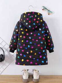 Elladie kids Young Girl Zip Up Hooded Plush Lined Padded Coat Young Girl Girl Coatkids Girl Coatskids Girl Winter Jacketkids Black Coat - Black - View 2