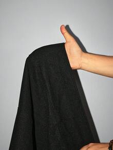 Hourglow Dollyholly86 秋冬大码女士休闲纯色长袖大衣，适合沙漏型身材 - 黑色 - 查看 8