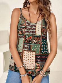 EMERY ROSE Top sin mangas de estilo bohemio y versátil para mujer de verano - Multicolor - Ver 6