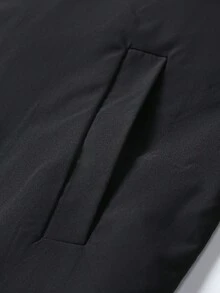 Manfinity Homme Chaqueta casual con cremallera de manga larga y unicolor versátil para hombres, otoño - Negro - Ver 5