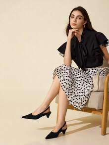 CUCCOO BASICS 女士尖头细高跟露背黑色高跟鞋，时尚优雅，美观高端风格，适合春季休闲装 - 黑色 - 查看 8