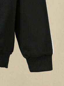 SHEIN Explorewe 2-Piece Toddler Boys' Casual School Style Sweatpants And Hoodie Set, Back To School 2025 Kids' Campus Outfit And Sportswear - Black - View 6
