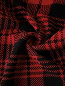 Ellevyn 女士褶皱锥形裤，黑色和红色针织弹力格子，优雅日常穿着，适合圣诞节和节日，秋冬 - 彩色 - 查看 8