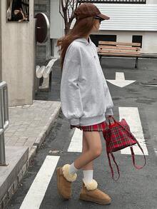 DAZY Teen Girls' Bow Embroidery Drop Shoulder Long Sleeve Casual Fleece Hoodie, Autumn/Winter,New Year,Christmas