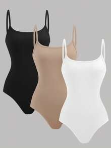 SHEIN Girlism Teen Girls 3pcs Casual Slim Fit Girl's Jumpsuits With Spaghetti Straps, Perfect For Summer - Multicolor - View 1