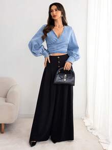 Elenzga 女士休闲牛仔衬衫 - 藍色 - 查看 7