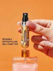 GARFIELD | SHEIN 5ml/0.2oz 金色可填充香水雾化器喷雾瓶，底部填充自泵式可重复使用香水瓶，迷你便携式化妆品瓶液体填充瓶，带可视窗口，适合旅行和乘飞机，猫