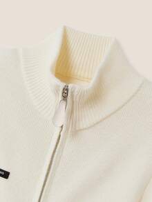 Muvela Conjunto de suéter de cuello alto con cremallera de manga larga y minifalda para mujer, estilo universitario vintage, casual y versátil, adecuado para salidas diarias de otoño, elegante