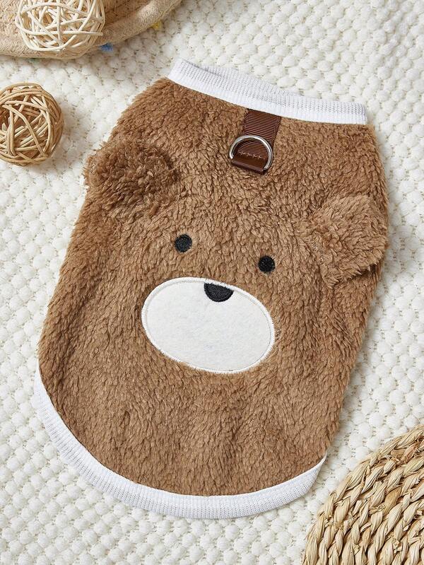 PETSIN 一体式圣诞宠物天鹅绒连帽衫 - 柔软羊毛秋冬背心，配有牵引带扣，节日圣诞老人设计，适合小型犬、猫、幼犬，非常适合室内休闲和户外假日郊游