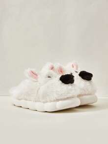 Cuccoo Cute Puppy Animal Closed Toe Plush Thick Sole Warm House Slippers For Women, Autumn/Winter