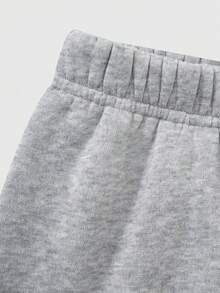 SHEIN Explorewe Conjunto de sudadera con capucha de unicolor con estampado de estrellas para niñas, otoño/invierno - Gris - Ver 11