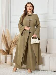 Al Najma Plus Size Women's Arabic-Style New Chinese Hanfu Set - Army Green - View 1