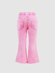 SHEIN 3件套少女Y2K牛仔打底裤，粉色、藏蓝色、浅蓝色可选，适合秋季、冬季休闲时尚度假穿着，2000年代风格，万圣节牛仔裤，圣诞节，喇叭裤型 - 彩色 - 查看 5