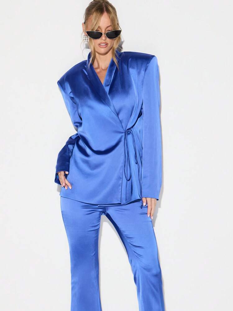 KIZN Satin Wide Leg Palazzo Pants