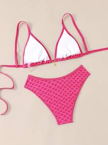 Swim Mod Plus Size Bikini Swimsuit Set For Women, 2-Piece Sexy Adjustable Strap Split Swimwear Vacation Beach Outfit For Summer