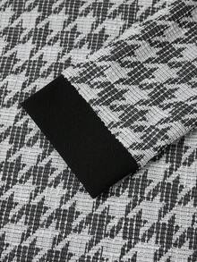 Ellevyn Women's Elegant Houndstooth Knit Round Neck Long Sleeve Fitted Versatile Midi Dress,Winter Clothes Elegant, Winter Dresses For Women