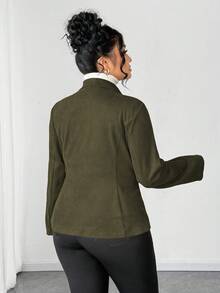 Elenzga 大码女式时尚绒面革机车夹克，复古美式摩托车风格，适合返校、毕业、情人节、音乐节、母亲节、万圣节、感恩节、复活节、国庆节、舞会、约会、派对、婚礼、户外活动 - 軍綠色 - 查看 2