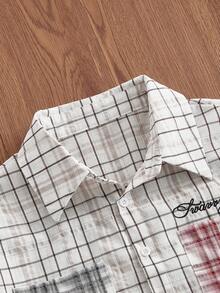 SWAVVY Men's Long Sleeve Plaid Embroidered Shirt - Multicolor - View 3