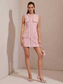 Enchnt 这款浪漫的粉色碎花粗花呢连衣裙，饰有流苏、格纹细节以及精致的珍珠和水钻，是一款无袖的可爱公主迷你裙，非常适合秋冬季节穿着。时尚优雅，适合派对、约会、节日、毕业典礼、办公场合、郊游、万圣节、圣诞节等各种场合。也适合作为秋季女装、秋季套装、秋季套装、嘉年华和新年装扮。 - 藍色 - 查看 5