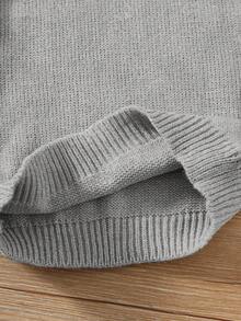 SHEIN 男童卡其色纹理休闲舒适百搭撞色领厚毛衣，适合返校、秋冬季