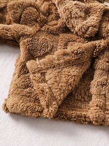 SHEIN 女孩可爱甜美休闲连体裤和粉色衬衫上衣夹克套装，蓬松开衫，适合秋季、冬季 - 卡其色 - 查看 7