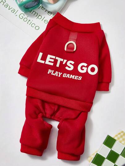 PETSIN 可爱的毛绒宠物连体衣 - 为小狗、小猫和小动物提供四足温暖，采用柔软厚实的材质，为秋冬季节提供舒适感